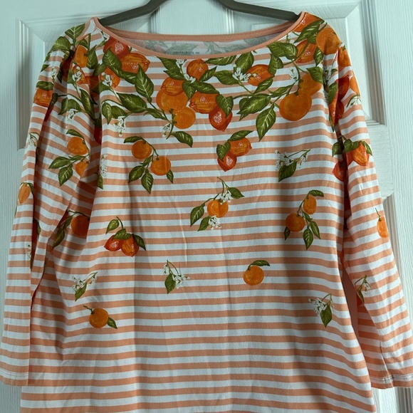 Talbots Striped Orange and White Women's Top - Picture 2 of 8